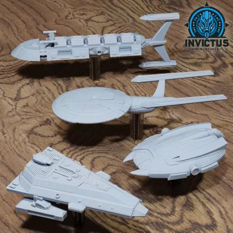 Star Ship Set B (Tactical) / Star Battle Vehicle / Space Ship / Cosmic Skyship / Air Battleship / Flying War Machine / Galaxy Jet Fighter / Sci-Fi Encounter by Epic-Miniatures