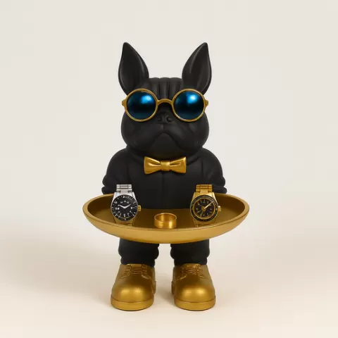 French Bulldog Bust Butler Tray Figurine – Funny Halloween Decor, Spooky Dog Statue, 3D Printable Model