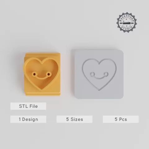 Heart Stamp Tile Set, 5 Sizes, Perfect for Clay, Cookies & Fondant, Ideal for Party & Celebration