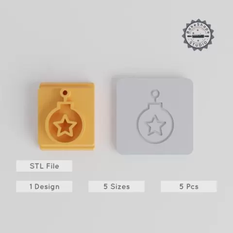 Hanging Star Stamp Tile Set, 20-40 mm Sizes, Clay & Cookie Mold, Festive Decoration, Xmas Star Ornament Collection