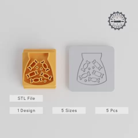 Halloween Trick or Treat Stamp Tile Set, 5 Sizes, Perfect for Clay, Cookies & Fondant