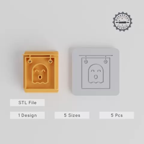Halloween Shop Stamp Tile, 5-Piece Set, for Clay, Cookies & Fondant, Spooky Crafting Essentials