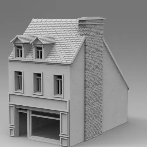 Carentan Crossroads Building – Normandy Village Terrain STL for 28–32mm Wargames by Discover Games UK