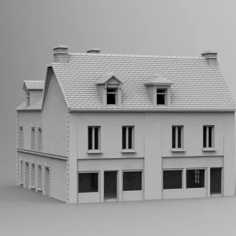 Carentan Crossroads Building – Normandy Village Terrain STL for 28–32mm Wargames by Discover Games UK