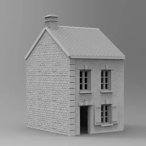 Carentan Crossroads Building – Normandy Village Terrain STL for 28–32mm Wargames by Discover Games UK