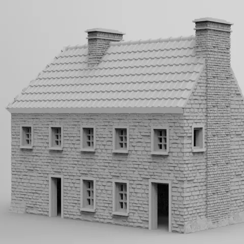 Carentan Crossroads Building – Normandy Village Terrain STL for 28–32mm Wargames by Discover Games UK