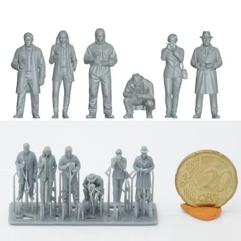 Investigator Figure Set – 6 h0 scaled Miniatures (1/87 pre-supported) - 1/76 & 1/72 Scale by 3Drifter-Miniatures