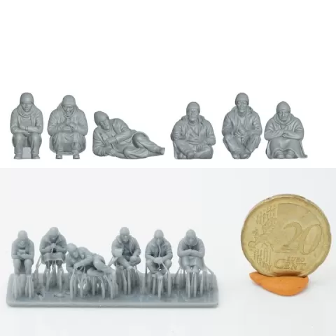 Homeless Figure Set – 6 h0 scaled Miniatures (1/87 pre-supported) - 1/76 & 1/72 Scale by 3Drifter-Miniatures