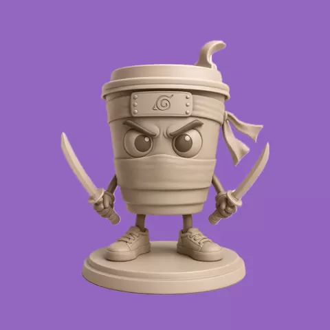 Ninja Coffee Warrior - 3D Printable Figure STL