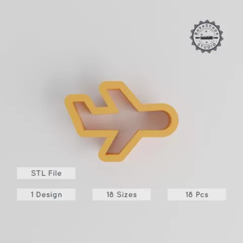 Aircraft Shape Cutter Set, 18 Sizes, Perfect for Cookies, Fondant & Clay, Aviation-Themed 3D Print STL