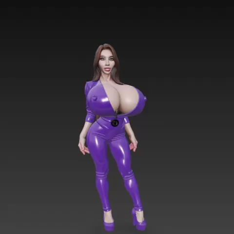 SEXY BUSTY MILF Big Boobs in purple NSFW CURVY BBW GIRL