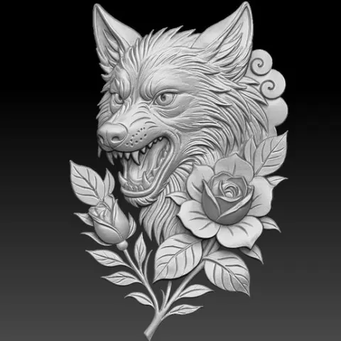 Wolf Relief 3D print model