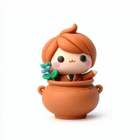 Adorable Baby Girl Sitting in Traditional Mud Pot – 3D Printable Decorative Showpiece