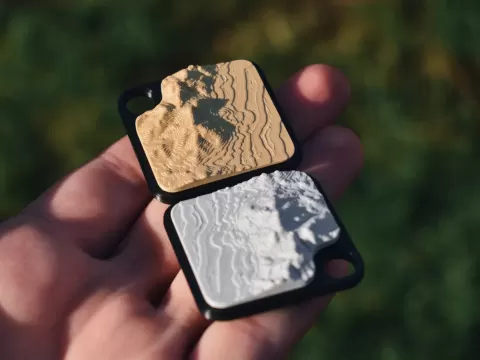Mountain topographic keychain - fast print No AMS