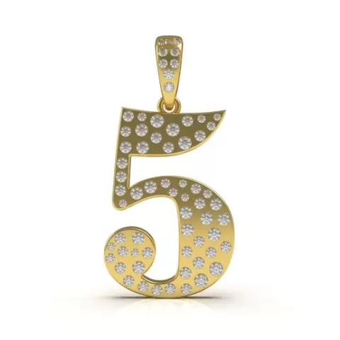 Letter 5 Flush Setting Diamond Pendant