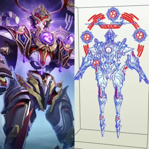 Mecha Scaramouche Genshin Impact Cosplay Armor Template | EVA Foam PDO File | Wearable Pepakura Digital Download