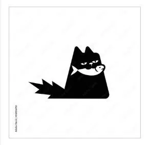 Cat with Fish Decoration - 2D Art