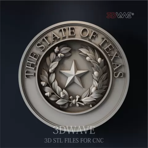 TEXAS STATE SEAL 3d stl file for CNC