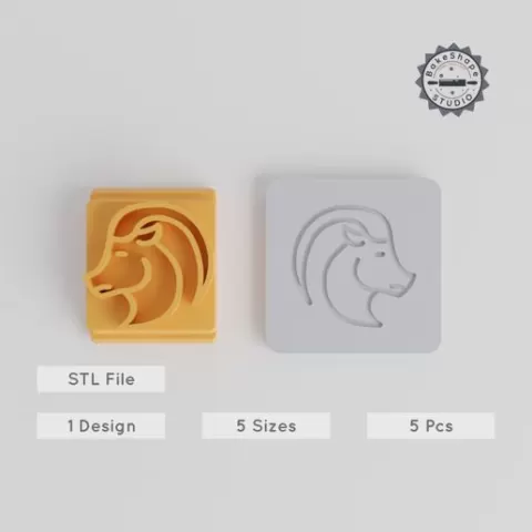 Aries Zodiac Stamp Tile Set, 5 Sizes, Perfect for Clay, Cookies & Fondant, Astrology Ram Motif