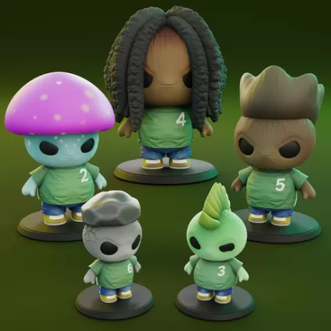 Lumimon Football Team Selva Aurora FC – Pack A (5 Players) | Stylized STL 3D Print Collection
