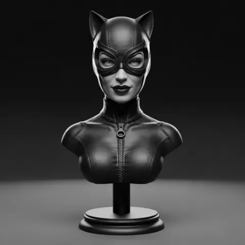 Catwoman Bust – Sleek Feline Femme Fatale 3D Printable STL Sculpture