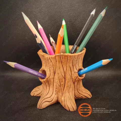 Tree Stump Pen Holder