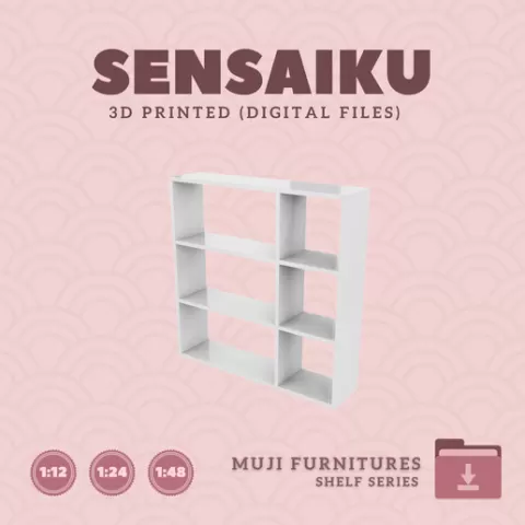 Miniature Replica 12. Muji Stacking Shelf Oak - Combo 03 for Miniature Dollhouse - Muji- 3D Print Instant Download