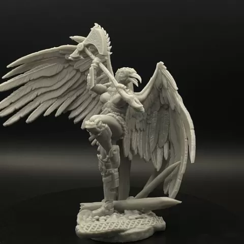 Ingrid Ravenson - Raven-Form Valkyrie | 32mm Spirit Warrior Miniature (Wings + Raven + Diorama)