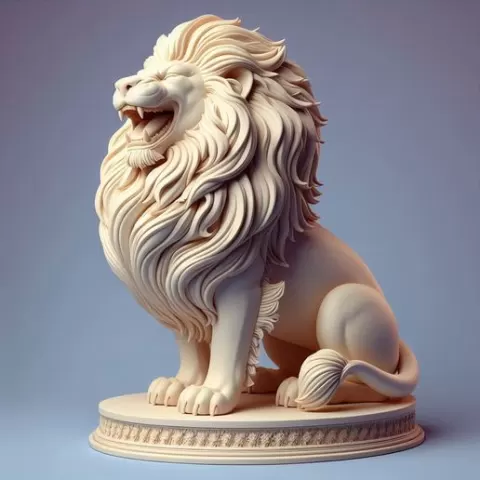 854 Laughing African Lion with Majestic Mane - Full-Color 3D Model, pug, dachshund, poodle, cat, dog, monkey, monkey, zebra, animal, armadillo, lion, fox, faun, pomeranian, troll, platypus, majestic, sculpture, fantasy, crocodile