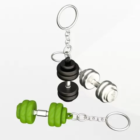 Mini Dumbbell Keychain 3D Model – Gym Lover Gift 02. Print-in-place with 3MF included.(No Supports and no Rafts)