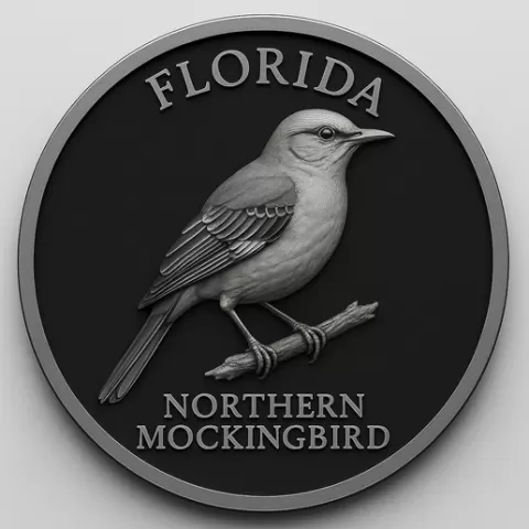 florida state bird mockingbird coin token wall art