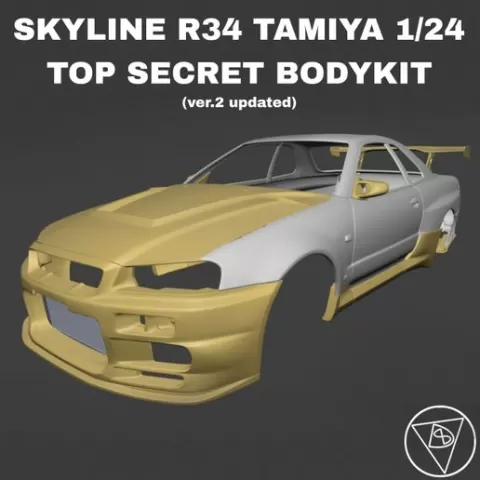 NISSAN SKYLINE GTR R34 TOP SECRET BODYKIT for tamiya 1/24 v-spec