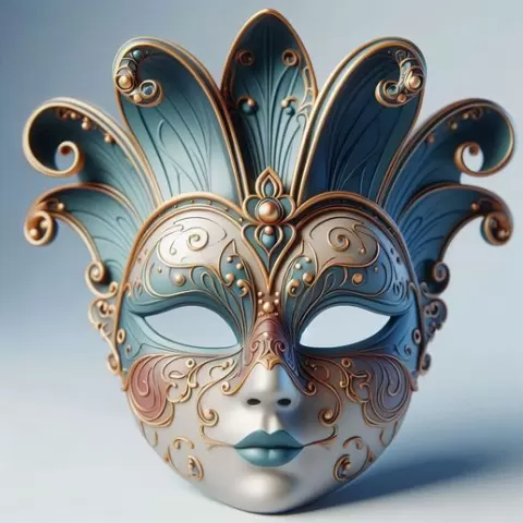 634 Venetian Carnival Mask Color 3D Model, magic, dragon, serpent, mask, gnome, gorgon, venetian carnival, wild, fox, monster, cat, fair, witch, werewolf, horror, beast, snake, troll, skeleton dance