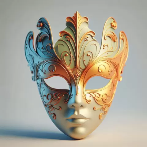 632 Venetian Carnival Mask Color 3D Model, figurine, fashion, cosplay, character, gothic, magic, Halloween, DND, ARTE, art, decorative, minimalist, miniature, fantasy, skull, venetian, carnival, STL