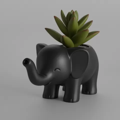 Cute Elephant Shaped Planter and Desk Organizer – 3D Printed Minimalist Elephant Pot for Succulents or Office Supplies