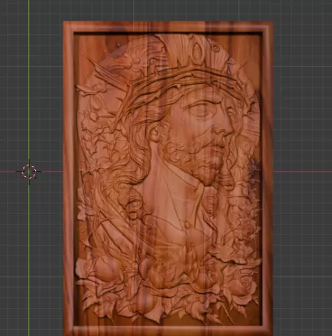 Jesus Christ Portrait with Crown of Thorns and Roses – CNC Relief STL