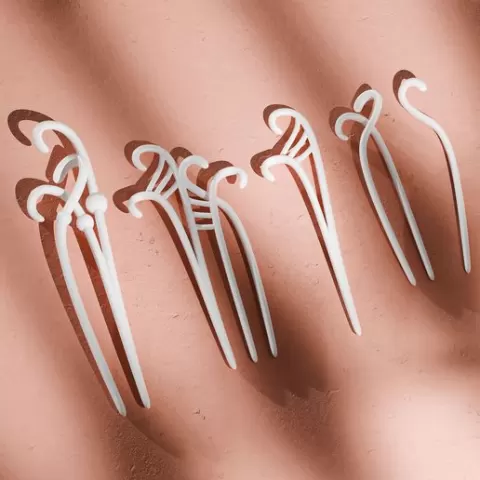 Digital Stl Hair Stick File, 3d Printer Stl Hair Combs, Hair Styling Bundle, Resin Hair Accessory, Digital Download Models