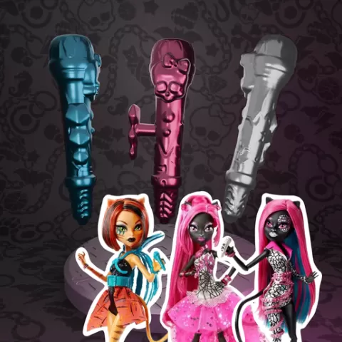 Monster High 13 Wishes Catty Noir/Fierce Rockers Catty Noir and Toralei Stripe doll microphone replacement