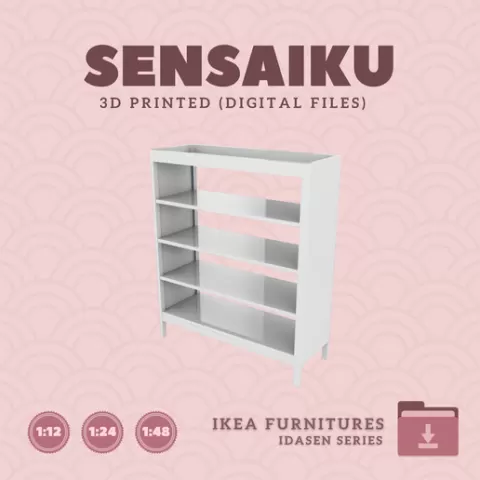 Miniature Replica 02. IDASEN Shelf Unit for Miniature Dollhouse - IKEA - 3D Print Instant Download