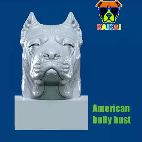Dog American bully bust model - 3D print