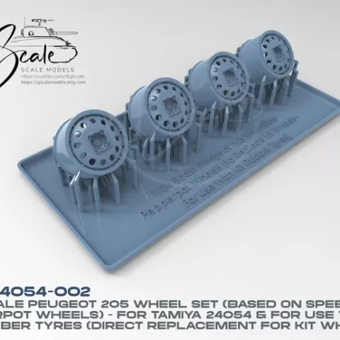 1/24 Scale Pepperpot wheel set for Tamiya 24054, Peugeot 205 (Supported) – STL (Digital download) – for use with kit rubber tyres