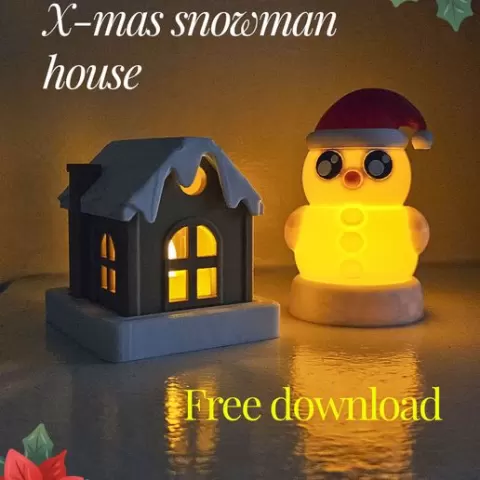 Ligthed Snowman & House