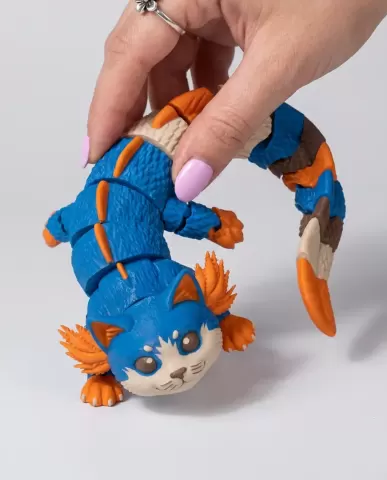 Flexi Axolotl Cat | Cute Articulated Creature | Hybrid Fantasy Toy | Multi-Color Flexi Monster