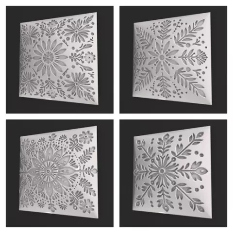 4 in 1 Floral 3D Wall Panel Bundle NIMSET6