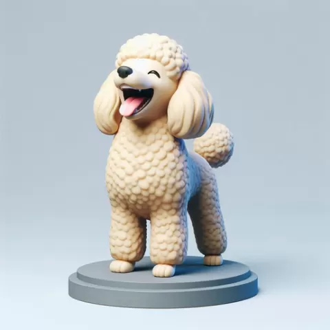 52 Laughing Poodle Totem – Full-Body Colorful 3D Model, pug, dachshund, poodle, rooster, dog, dogue, beagle, peacock, lion, fox, bull terrier, pomeranian, wolf, doberman pinscher, newfoundland, decorative, STL