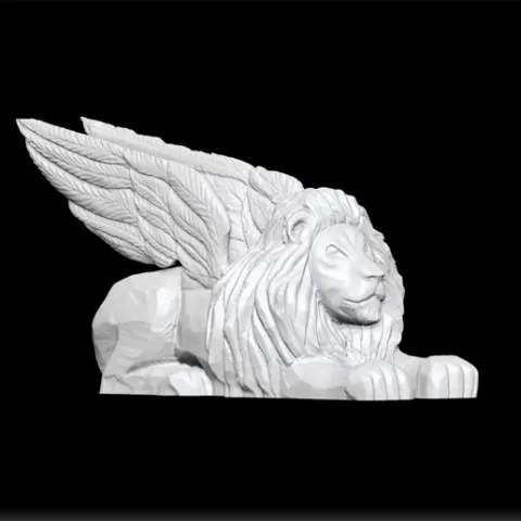 Winged Lion Sculpture - Mythic Winged Lion - Griffin Statue Art - Fantasy Decor - Majestic Design