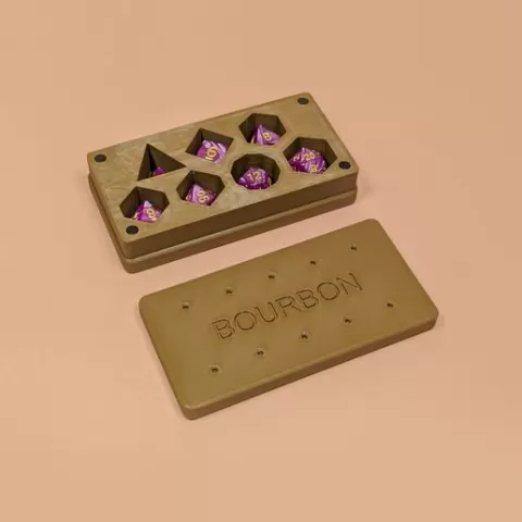 Bourbon Biscuit D20 Polyhedral Dice Set Holder