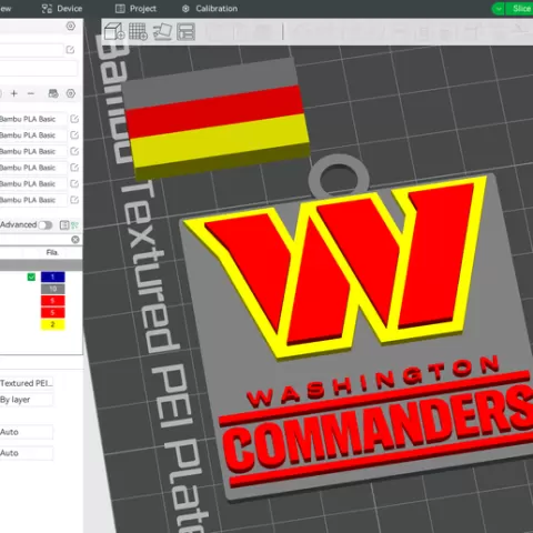 NFL Washington Commanders Keychan Shield Printable and Renderable