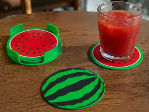 Watermelon Slice Coaster Set with Stand (AMS)