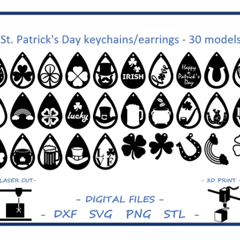 St. Patrick's Day keychains/earrings - 30 models